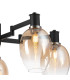 Worcester 70cm Swing Arm Semi Ceiling 5 Light E14 Satin Nickel/Satin Black/Amber Fade Wine Glass Glass-7