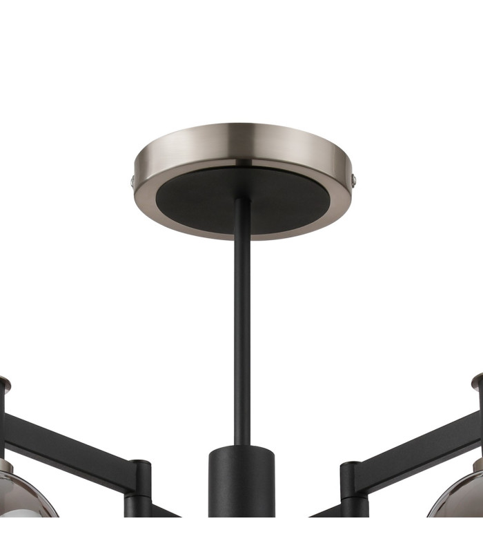 Worcester 70cm Swing Arm Semi Ceiling 5 Light E14 Satin Nickel/Satin Black/Smoke Fade Wine Glass Glass-4