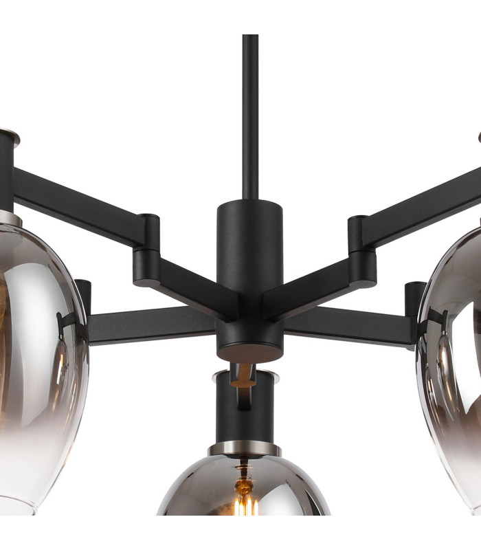 Worcester 70cm Swing Arm Semi Ceiling 5 Light E14 Satin Nickel/Satin Black/Smoke Fade Wine Glass Glass-5