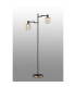 Worcester Swing Arm Floor Lamp 2 Light E14 Brass/Satin Black/Amber Striped Cylinder Glass-3