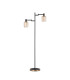 Worcester Swing Arm Floor Lamp 2 Light E14 Brass/Satin Black/Amber Striped Cylinder Glass-7