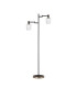 Worcester Swing Arm Floor Lamp 2 Light E14 Brass/Satin Black/Clear Striped Cylinder Glass-1