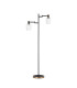 Worcester Swing Arm Floor Lamp 2 Light E14 Brass/Satin Black/Clear Striped Cylinder Glass-5