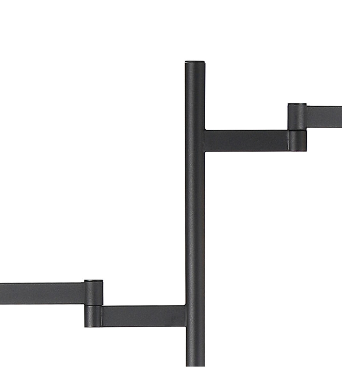 Worcester Swing Arm Floor Lamp 2 Light E14 Brass/Satin Black/Smoke Striped Cylinder Glass-6