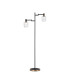 Worcester Swing Arm Floor Lamp 2 Light E14 Brass/Satin Black/Clear Twisted Cylinder Glass-1