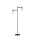 Worcester Swing Arm Floor Lamp 2 Light E14 Brass/Satin Black/Clear Twisted Cylinder Glass-5