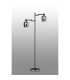 Worcester Swing Arm Floor Lamp 2 Light E14 Brass/Satin Black/Smoke Twisted Cylinder Glass-3