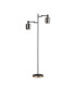 Worcester Swing Arm Floor Lamp 2 Light E14 Brass/Satin Black/Smoke Twisted Cylinder Glass-5