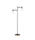 Worcester Swing Arm Floor Lamp 2 Light E14 Brass/Satin Black/Clear Uniform Dimple Cylinder Glass-1