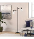 Worcester Swing Arm Floor Lamp 2 Light E14 Brass/Satin Black/Clear Uniform Dimple Cylinder Glass-4