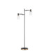 Worcester Swing Arm Floor Lamp 2 Light E14 Brass/Satin Black/Clear Uniform Dimple Cylinder Glass-6