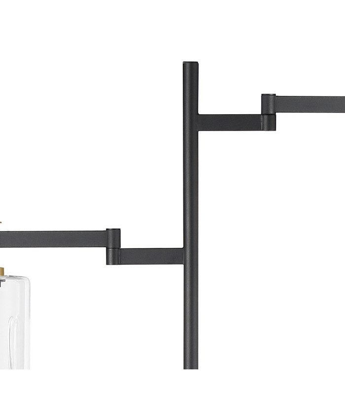 Worcester Swing Arm Floor Lamp 2 Light E14 Brass/Satin Black/Clear Uniform Dimple Cylinder Glass-7