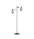 Worcester Swing Arm Floor Lamp 2 Light E14 Brass/Satin Black/Smoke Uniform Dimple Cylinder Glass-1