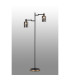 Worcester Swing Arm Floor Lamp 2 Light E14 Brass/Satin Black/Smoke Uniform Dimple Cylinder Glass-3