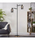Worcester Swing Arm Floor Lamp 2 Light E14 Brass/Satin Black/Smoke Uniform Dimple Cylinder Glass-4