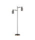 Worcester Swing Arm Floor Lamp 2 Light E14 Brass/Satin Black/Smoke Uniform Dimple Cylinder Glass-6