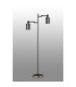 Worcester Swing Arm Floor Lamp 2 Light E14 Brass/Satin Black/Smoke Uniform Dimple Cylinder Glass-10