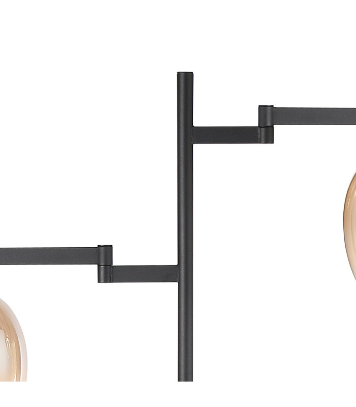 Worcester Swing Arm Floor Lamp 2 Light E14 Brass/Satin Black/Amber Fade Wine Glass Glass-7