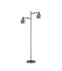 Worcester Swing Arm Floor Lamp 2 Light E14 Brass/Satin Black/Smoke Fade Wine Glass Glass-1