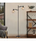 Worcester Swing Arm Floor Lamp 1 Light E14 Brass/Satin Black/Amber Plated Round Segment Glass-4