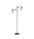 Worcester Swing Arm Floor Lamp 1 Light E14 Brass/Satin Black/Amber Plated Round Segment Glass-5