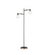 Worcester Swing Arm Floor Lamp 1 Light E14 Brass/Satin Black/Clear Round Textured Diamond Pattern Glass-1