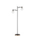 Worcester Swing Arm Floor Lamp 1 Light E14 Brass/Satin Black/Clear Round Textured Diamond Pattern Glass-4