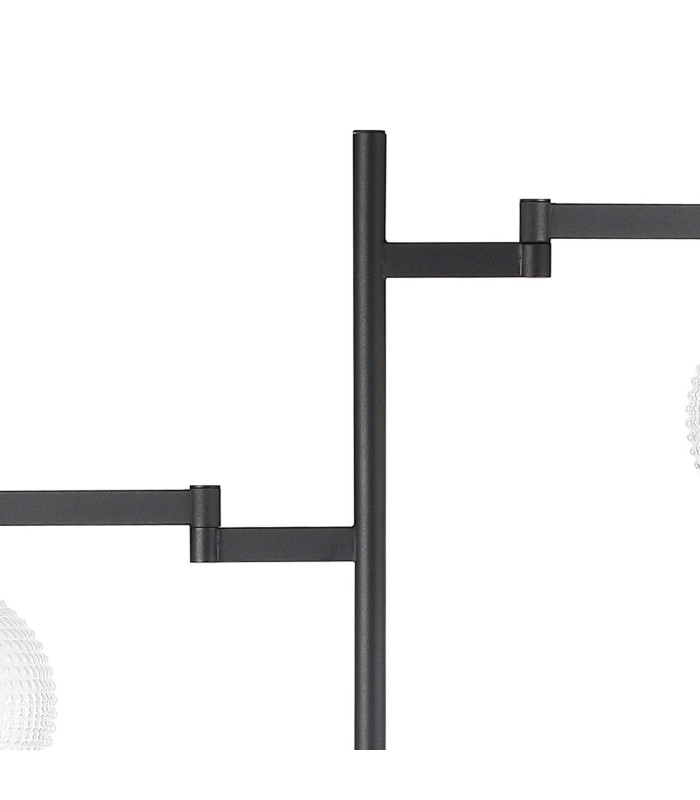 Worcester Swing Arm Floor Lamp 1 Light E14 Brass/Satin Black/Clear Round Textured Diamond Pattern Glass-5