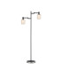 Worcester Swing Arm Floor Lamp 2 Light E14 Satin Nickel/Satin Black/Amber Striped Cylinder Glass-1
