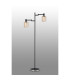 Worcester Swing Arm Floor Lamp 2 Light E14 Satin Nickel/Satin Black/Amber Striped Cylinder Glass-9
