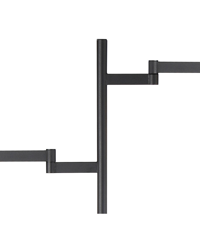 Worcester Swing Arm Floor Lamp 2 Light E14 Satin Nickel/Satin Black/Clear Striped Cylinder Glass-5