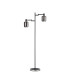 Worcester Swing Arm Floor Lamp 2 Light E14 Satin Nickel/Satin Black/Smoke Striped Cylinder Glass-4