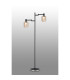 Worcester Swing Arm Floor Lamp 2 Light E14 Satin Nickel/Satin Black/Amber Twisted Cylinder Glass-3