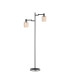 Worcester Swing Arm Floor Lamp 2 Light E14 Satin Nickel/Satin Black/Amber Twisted Cylinder Glass-4