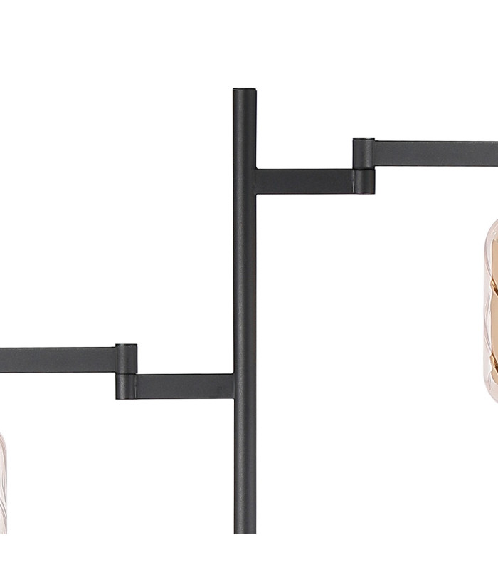 Worcester Swing Arm Floor Lamp 2 Light E14 Satin Nickel/Satin Black/Amber Twisted Cylinder Glass-5