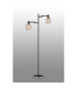 Worcester Swing Arm Floor Lamp 2 Light E14 Satin Nickel/Satin Black/Amber Twisted Cylinder Glass-9