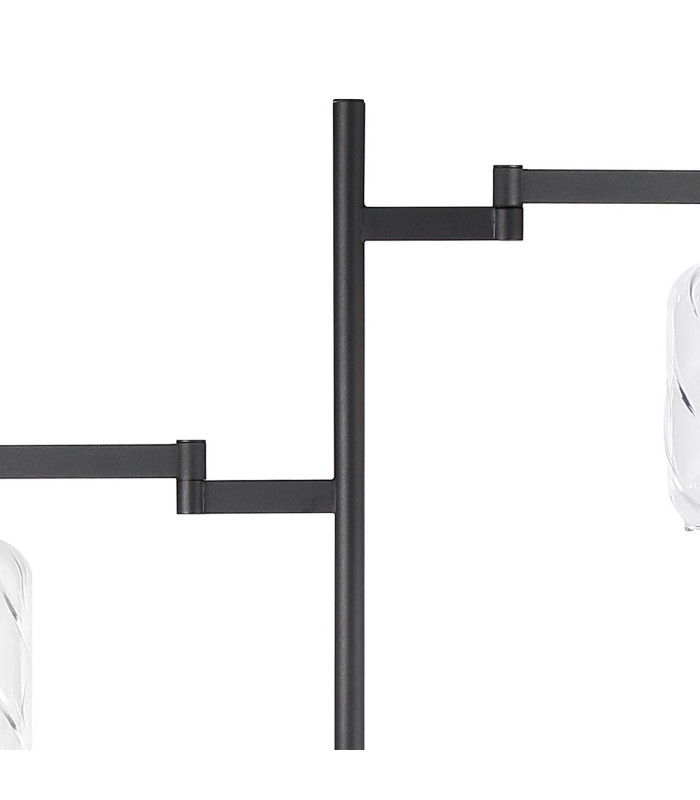 Worcester Swing Arm Floor Lamp 2 Light E14 Satin Nickel/Satin Black/Clear Twisted Cylinder Glass-5