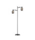 Worcester Swing Arm Floor Lamp 2 Light E14 Satin Nickel/Satin Black/Smoke Twisted Cylinder Glass-1