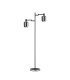 Worcester Swing Arm Floor Lamp 2 Light E14 Satin Nickel/Satin Black/Smoke Twisted Cylinder Glass-4