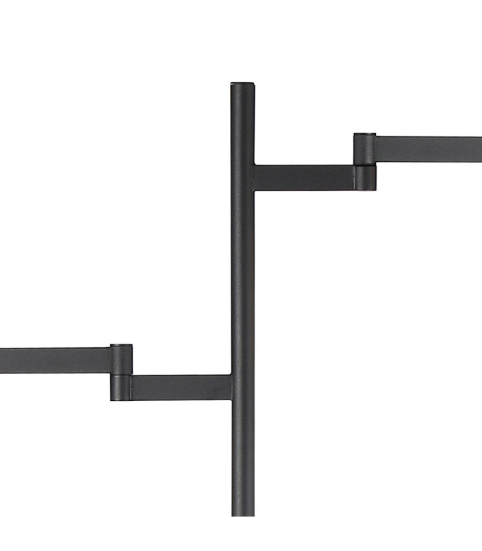 Worcester Swing Arm Floor Lamp 2 Light E14 Satin Nickel/Satin Black/Smoke Twisted Cylinder Glass-5