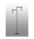 Worcester Swing Arm Floor Lamp 2 Light E14 Satin Nickel/Satin Black/Amber Uniform Dimple Cylinder Glass-3