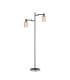 Worcester Swing Arm Floor Lamp 2 Light E14 Satin Nickel/Satin Black/Amber Uniform Dimple Cylinder Glass-4
