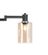 Worcester Swing Arm Floor Lamp 2 Light E14 Satin Nickel/Satin Black/Amber Uniform Dimple Cylinder Glass-6