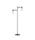 Worcester Swing Arm Floor Lamp 2 Light E14 Satin Nickel/Satin Black/Clear Uniform Dimple Cylinder Glass-1
