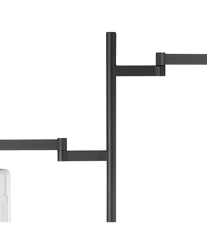 Worcester Swing Arm Floor Lamp 2 Light E14 Satin Nickel/Satin Black/Clear Uniform Dimple Cylinder Glass-5