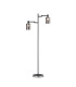 Worcester Swing Arm Floor Lamp 2 Light E14 Satin Nickel/Satin Black/Smoke Uniform Dimple Cylinder Glass-1