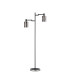 Worcester Swing Arm Floor Lamp 2 Light E14 Satin Nickel/Satin Black/Smoke Uniform Dimple Cylinder Glass-4