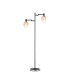 Worcester Swing Arm Floor Lamp 2 Light E14 Satin Nickel/Satin Black/Amber Fade Wine Glass Glass-1