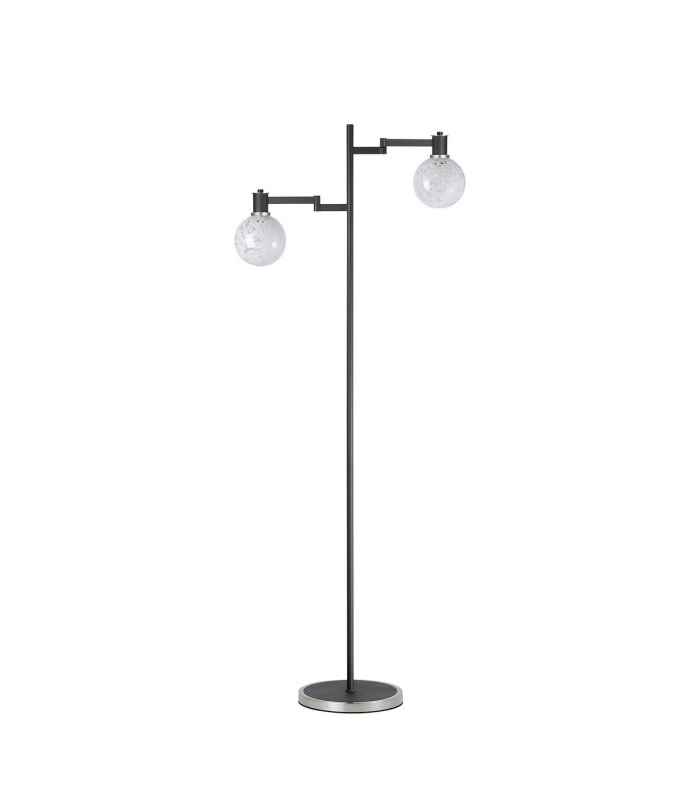 Worcester Swing Arm Floor Lamp 1 Light E14 Satin Nickel/Satin Black/White Round Speckled Glass-5