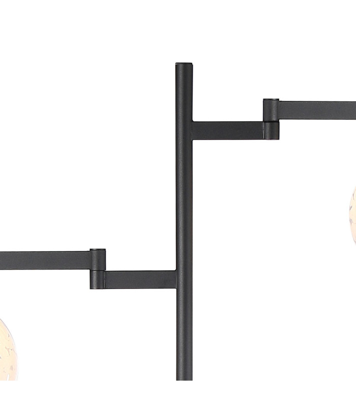 Worcester Swing Arm Floor Lamp 1 Light E14 Satin Nickel/Satin Black/White Round Speckled Glass-6